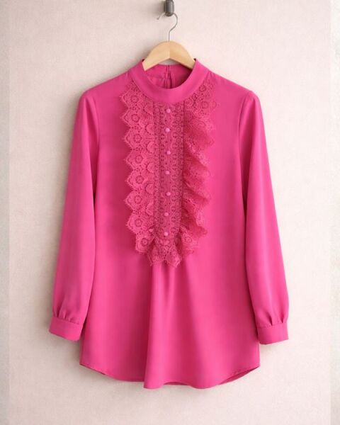 ELCEJA ÖNÜ GÜPÜRLÜ GÖMLEK 23346-28-FUŞYA - 1