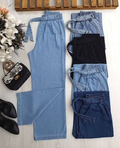 ELDİ BELİ KEMERLİ LASTİKLİ BOL PAÇA KOT PANTOLON A5-0-6054-56-AÇIK KOT - 