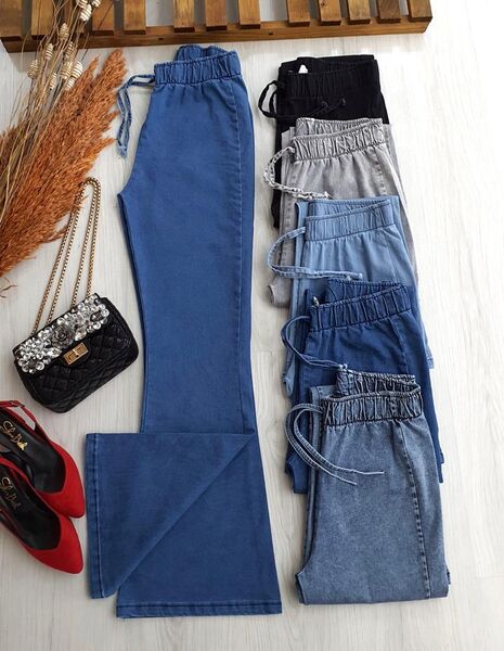 ELPA BELİ LASTİKLİ İSPANYOL PAÇA KOT PANTOLON A9-0-6031-10-MAVİ - 1
