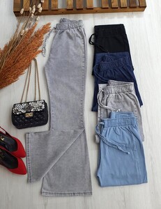 ELPA BELİ LASTİKLİ İSPANYOL PAÇA KOT PANTOLON A6-5-6031-26-GRİ - 