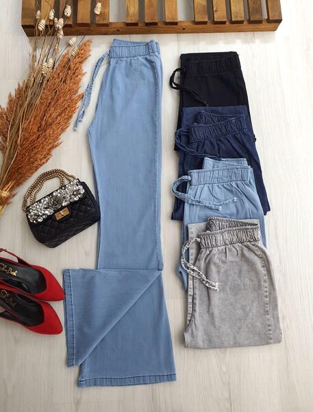 ELPA BELİ LASTİKLİ İSPANYOL PAÇA KOT PANTOLON A6-5-6031-56-AÇIK KOT - 1