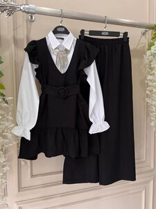 ELS KEMERLİ OMUZ FIRFIRLI KETEN ÜÇLÜ TAKIM B11-1-1524-01-SİYAH - 1