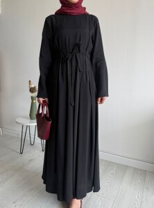 ELTAS BELİ BAĞCIKLI PİLELİ ELBİSE B5-1-2415-01-SİYAH - 1