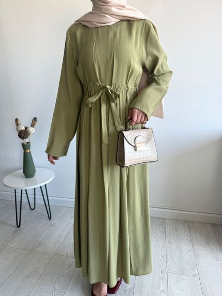 ELTAS BELİ BAĞCIKLI PİLELİ ELBİSE B5-1-2415-09-HAKİ - 1