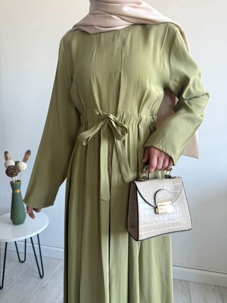 ELTAS BELİ BAĞCIKLI PİLELİ ELBİSE B5-1-2415-09-HAKİ - 2