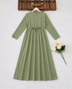 ELTAS BELİ BAĞCIKLI PİLELİ ELBİSE B5-1-2415-09-HAKİ - 