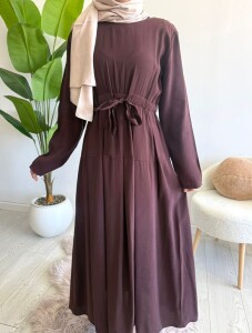 ELTAS BELİ BAĞCIKLI PİLELİ ELBİSE B5-1-2415-37-KAHVE - 1