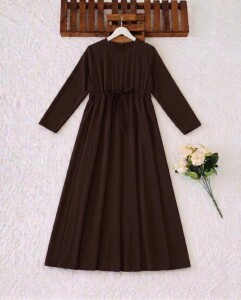 ELTAS BELİ BAĞCIKLI PİLELİ ELBİSE B5-1-2415-37-KAHVE - 