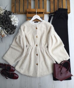 ENS BELİ LASTİKLİ ÖNÜ DÜĞMELİ ASTARLI SAKALLI KAŞE KAP A8-3-3204-34-BEJ - 1