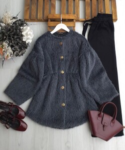 ENS BELİ LASTİKLİ ÖNÜ DÜĞMELİ ASTARLI SAKALLI KAŞE KAP A8-3--3204-58-FÜME - 