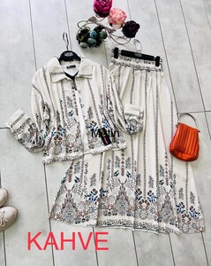 ETNK DESENLİ KETEN ETEKLİ TAKIM A10-4-1445-39-KAHVE - 