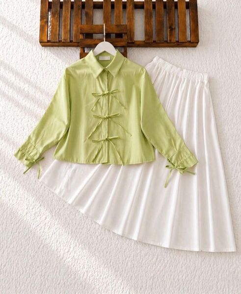 EWYİ KOL VE ÖN BAĞICIK DETAYLI GÖMLEK 5724-08-MİNT - 1