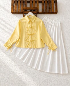 EWYİ KOL VE ÖN BAĞICIK DETAYLI GÖMLEK 5724-23-SARI - 