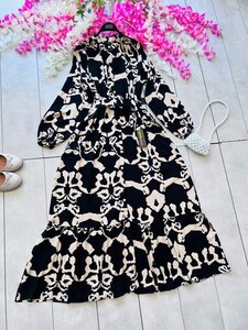 FAGİ KEMERLİ DESENLİ ÖNÜ DÜĞMELİ ELBİSE A10-5-2318-01-SİYAH - 