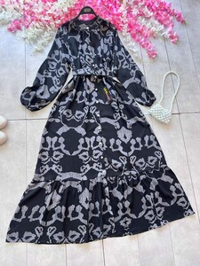 FAGİ KEMERLİ DESENLİ ÖNÜ DÜĞMELİ ELBİSE A10-5-2318-26-GRİ - 