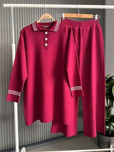 FANY SİM ÇİZGİLİ YAKALI TRİKO TAKIM A9-2-8121-04-BORDO - 