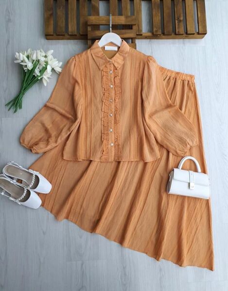 FEGA ÖNÜ FIRFIRLI ALT ÜST ASTARLI PETEK JAKAR ETEKLİ TAKIM 1759-62-YAVRUAĞZI - 1