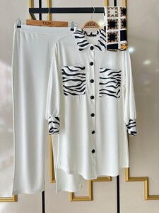 FEHSA ZEBRA YAKA VE CEPLİ İKİLİ TAKIM C9-1462-20-BEYAZ - 