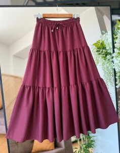 FELVA KAT KAT BELİ BAĞCIKLI VE LASTİKLİ CEPLİ ETEK C3-6070-04-BORDO - 1