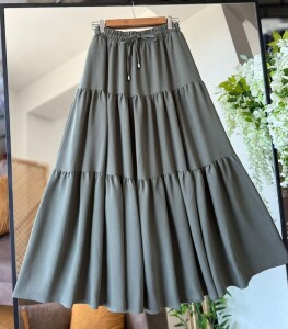 FELVA KAT KAT BELİ BAĞCIKLI VE LASTİKLİ CEPLİ ETEK C3-6070-09-HAKİ - 1