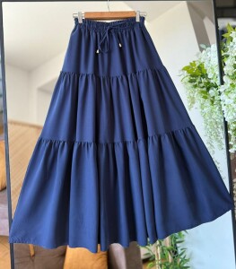 FELVA KAT KAT BELİ BAĞCIKLI VE LASTİKLİ CEPLİ ETEK C3-6070-12-LACİVERT - 1