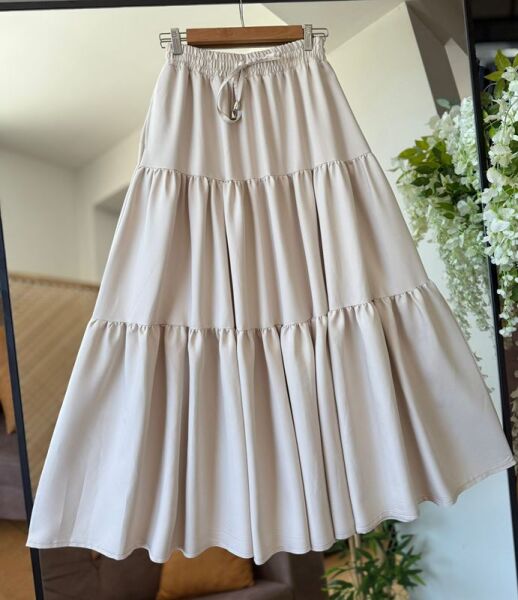 FELVA KAT KAT BELİ BAĞCIKLI VE LASTİKLİ CEPLİ ETEK C3-6070-34-BEJ - 1