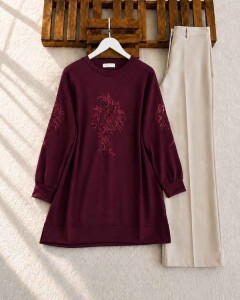 FELVS ÖN VE KOL NAKIŞLI TUNİK B2-5-50001-04-BORDO - 