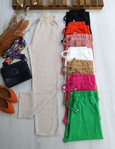 FEXA BAĞCIKLI CEPLİ KETEN PANTOLON C1--6036-22-TAŞ - 