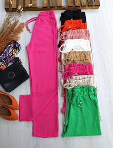 FEXA BAĞCIKLI CEPLİ KETEN PANTOLON C1-6036-28-FUŞYA - 