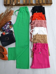 FEXA BAĞCIKLI CEPLİ KETEN PANTOLON C1-6036-54-BENETTON - 