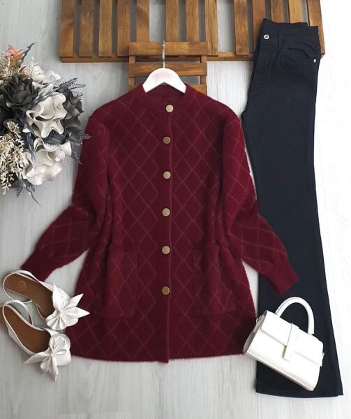 FOCSE GOLD DÜĞME SAKAL İPLİK KISA KAP 8175-04-BORDO - 1