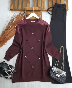FOHA OMUZ DERİ ÖNÜ TAŞLI TUNİK A7-2-5481-04-BORDO - 