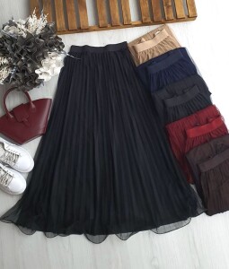 FUGDA PİLİSELİ MİSİNALI ASTARLI TÜL ETEK C1-6062-01-SİYAH - 