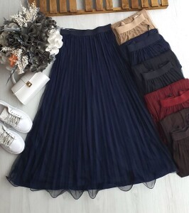 FUGDA PİLİSELİ MİSİNALI ASTARLI TÜL ETEK C1-6062-12-LACİVERT - 