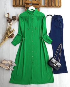 FULGE İNCİLİ TAM BOY GÖMLEK TUNİK A10-3-23356-54-BENETTON - 