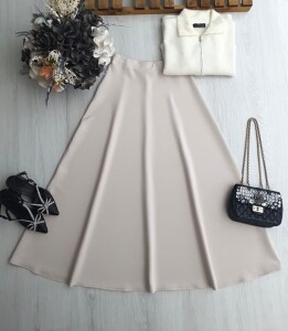 GAGYE BELİ LASTİKLİ KİLOŞ SUKUBA ETEK A9-2-6088-34-BEJ - 