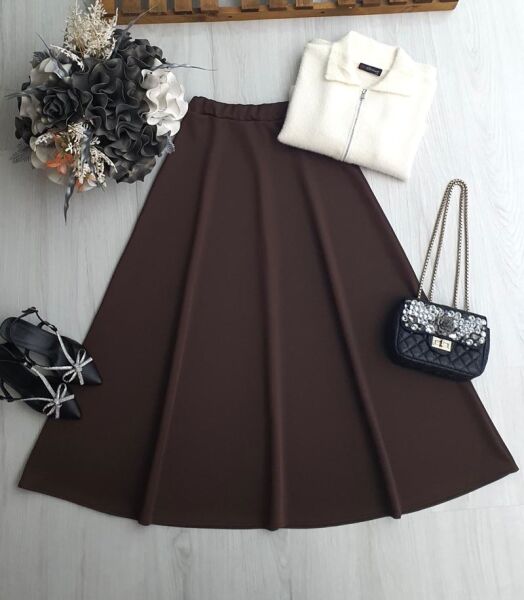 GAGYE BELİ LASTİKLİ KİLOŞ SUKUBA ETEK A9-2-6088-37-KAHVE - 1