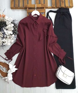 GALE YARIM FIRFIRLI SALAŞ TUNİK B6-4-5497-04-BORDO - 