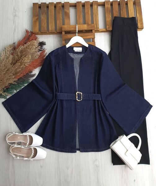 GEMSA VOLAN KOL TOKALI KEMER KOT KAP CEKET B7-1-3227-57-KOYU KOT - 1