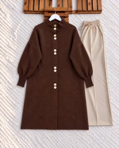 GERSA ÖNÜ DÜĞMELİ KOLU RİBANALI SAKAL İPLİK KAP 30009-37-KAHVE - 