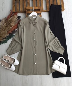 GİLNE KOL DÜĞME DETAYLI SALAŞ TUNİK B2-4-5673-09-HAKİ - 1