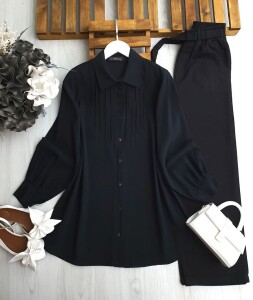 GOBE ÖNÜ NEVRULU GÖMLEK TUNİK B2-5-5609-01-SİYAH - 