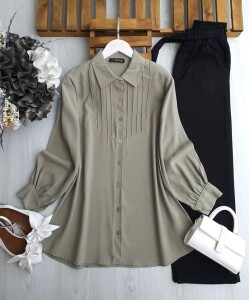 GOBE ÖNÜ NEVRULU GÖMLEK TUNİK B2-5-5609-07-YEŞİL - 