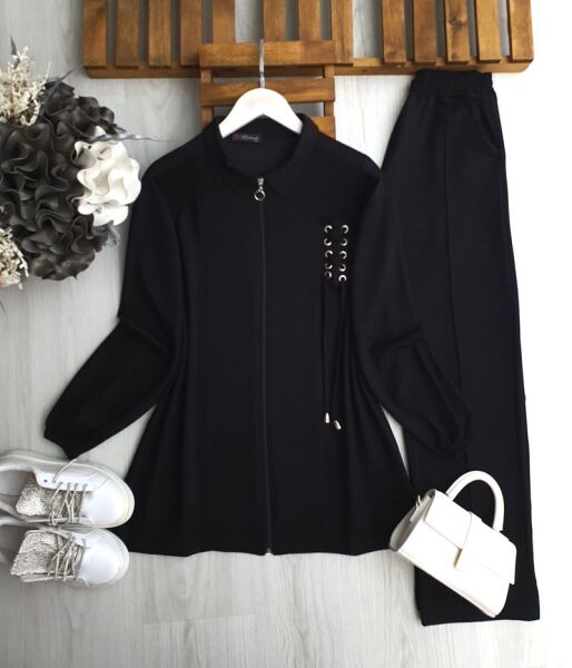 GOLFE ÖNÜ BAĞCIKLI MUADİL İKİLİ TAKIM 1692-01-SİYAH - 1