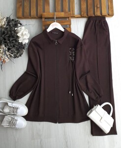 GOLFE ÖNÜ BAĞCIKLI MUADİL İKİLİ TAKIM 1692-37-KAHVE - 