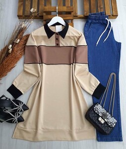 GOYVA GÖMLEK YAKA DÜĞMELİ TUNİK C2-5371-34-BEJ - 