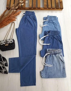 HAEV BELİ LASTİKLİ VE BAĞCIKLI MOM TENSEL KOT PANTOLON A4-5-6035-57-KOYU KOT - 
