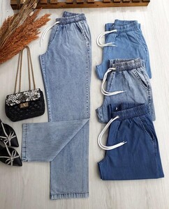 HAEV BELİ LASTİKLİ VE BAĞCIKLI MOM TENSEL KOT PANTOLON A4-5-6035-69-KAR MAVİ - 