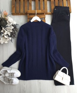 HALBEY DİLİMLİ YUMOŞ TUNİK 8197-12-LACİVERT - 1