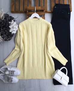 HALBEY DİLİMLİ YUMOŞ TUNİK 8197-23-SARI - 1